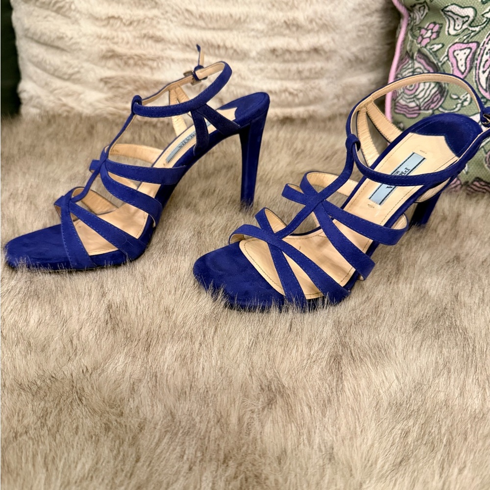 Prada Royal Blue Strappy Sandals